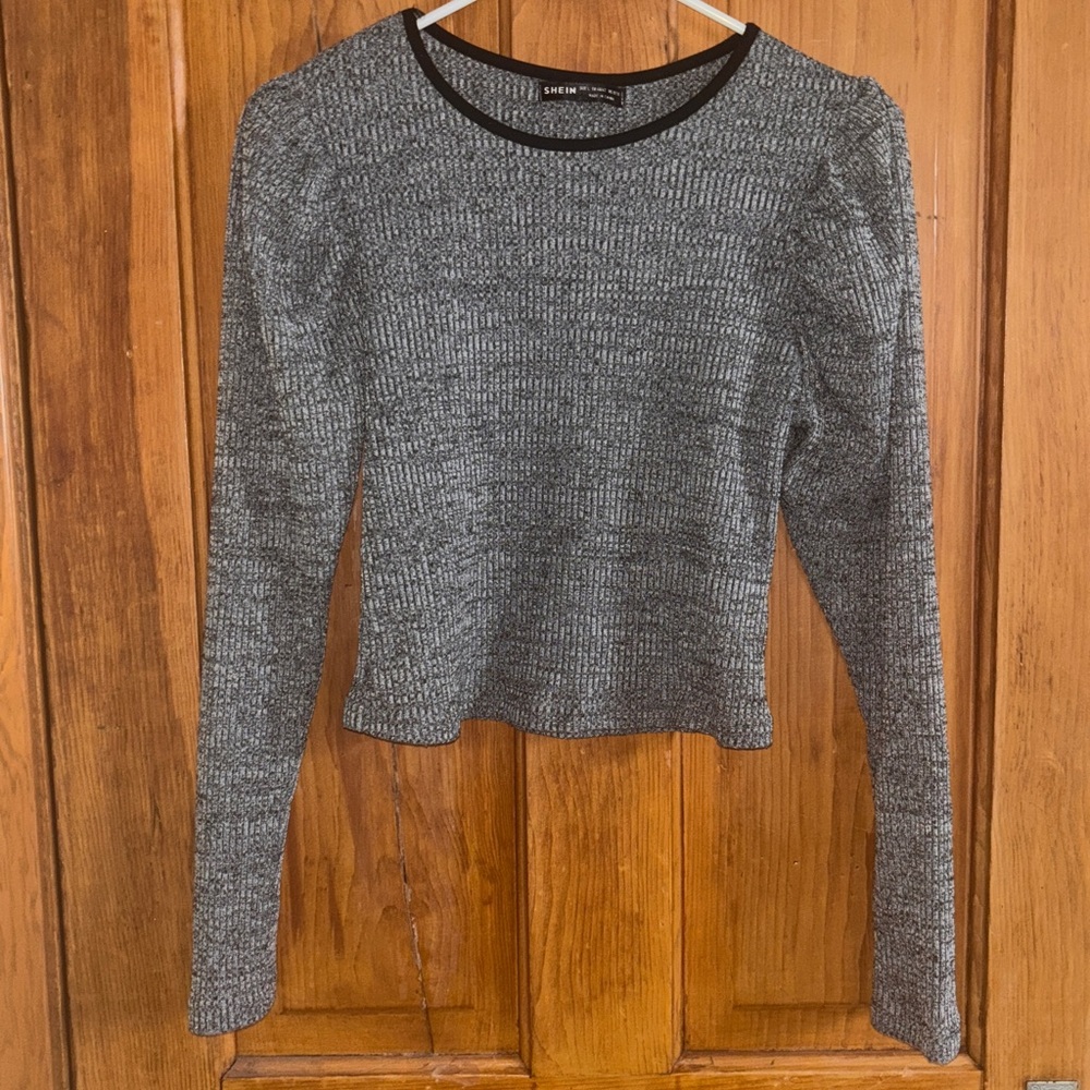 SHEIN Black and Gray Long Sleeve Top